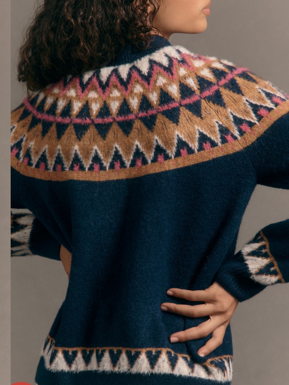 NWT Pilcro Crew-Neck Cozy Fairisle Cardigan Sweater from Anthropologie - Picture 2 of 12